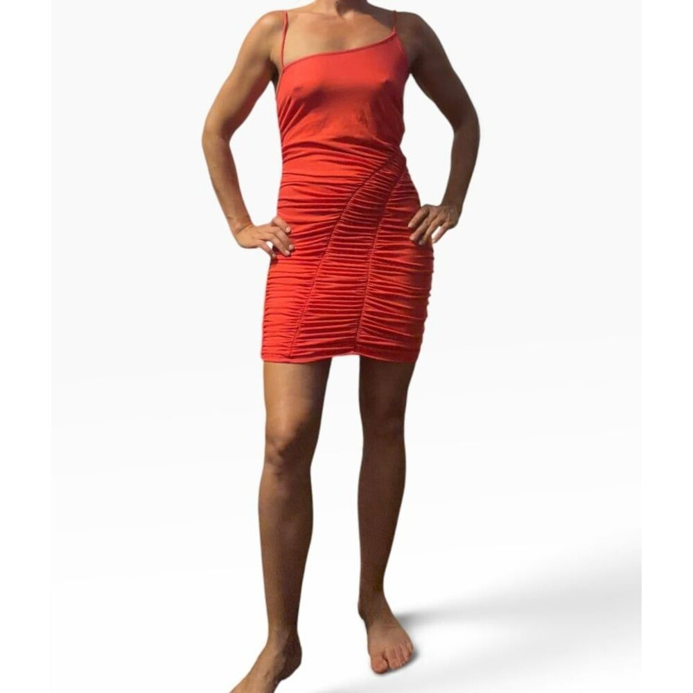 New Blue Blush Women's ruched asymmetrical shoulder mini dress small